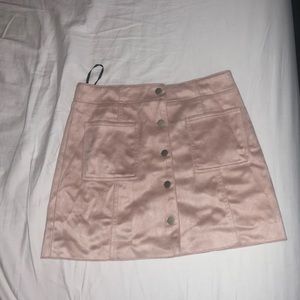 Blush pink suede skirt
